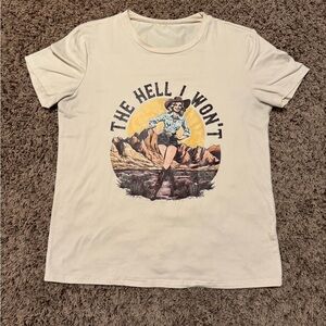 Cream Graphic T-Shirt with Western Print